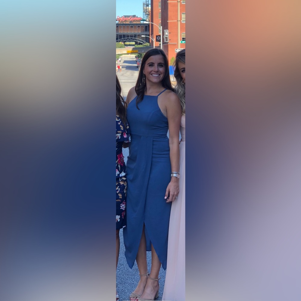 Blue midi dress with tie back